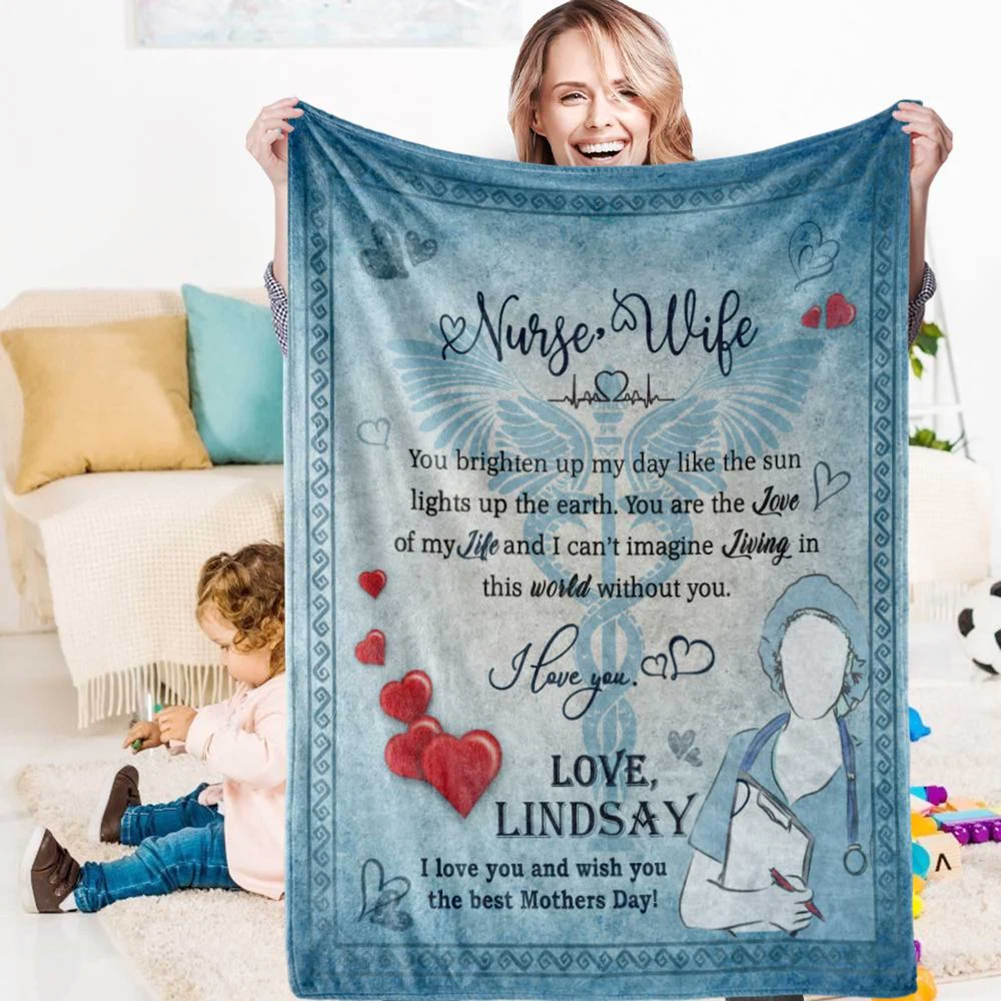 Nurse Gift For Mom Personalized Blanket - Custom Name, Nurse Wife Blanket - Gift For Mother's Day, Presents For Mom, Mother-in-Law
