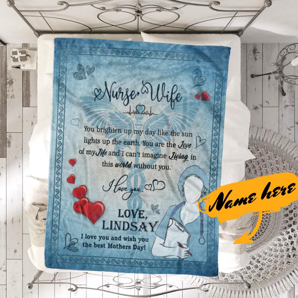 Nurse Gift For Mom Personalized Blanket - Custom Name, Nurse Wife Blanket - Gift For Mother's Day, Presents For Mom, Mother-in-Law