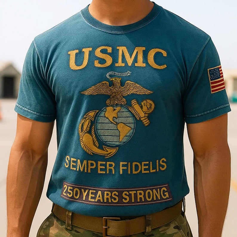 250th Anniversary Marine Corps Camo Shirt Marines Strong T-Shirt Gifts For Him - Liberish