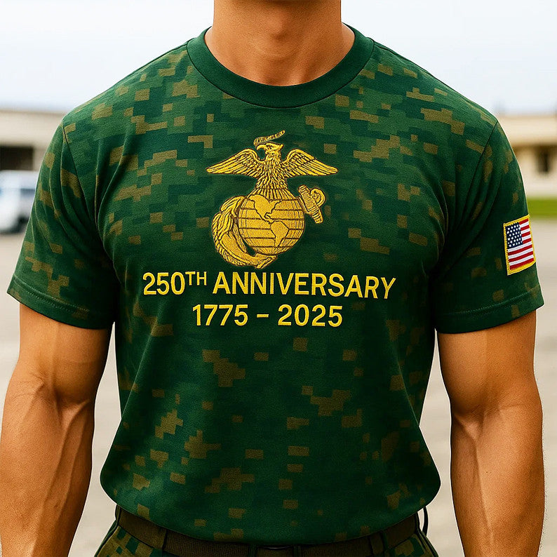 250th Anniversary Marine Corps Camo Shirt Proud USMC T-Shirt Gifts For Him - Liberish