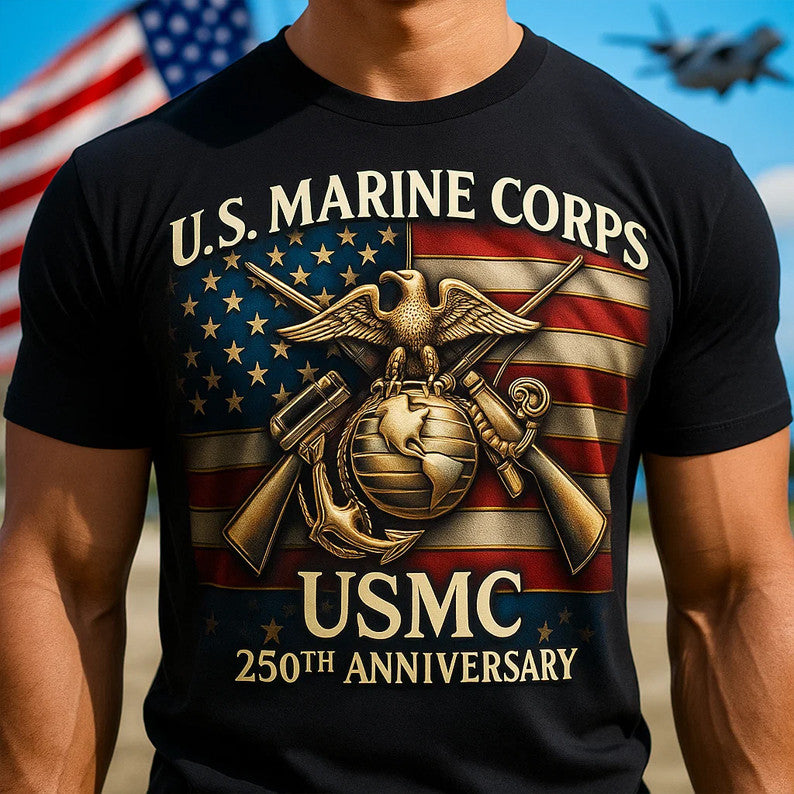 250th Anniversary Marine Corps Shirt Proud Military USMC 1775 2025 T-Shirt Dad Gifts - Liberish