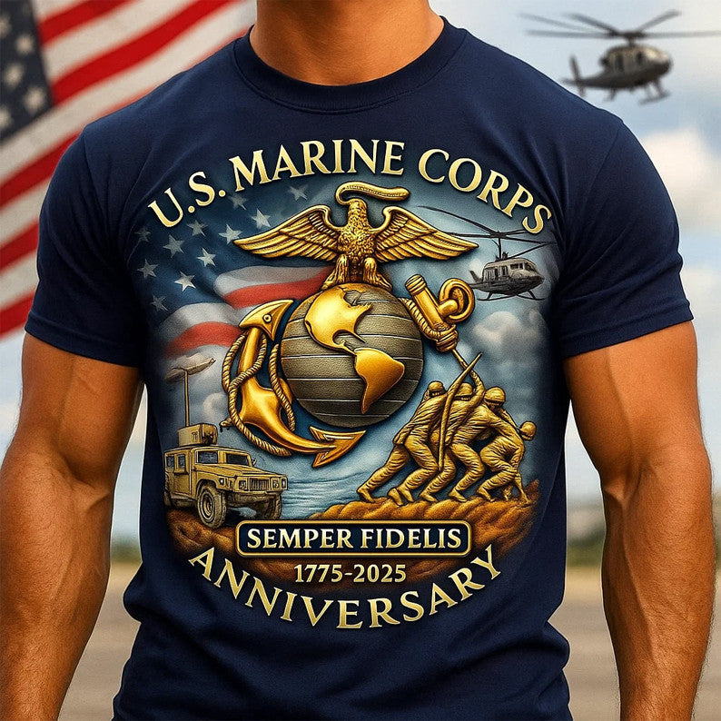 250th Anniversary Marine Corps Shirt Proud USMC 1775 2025 T-Shirt Father Gifts - Liberish