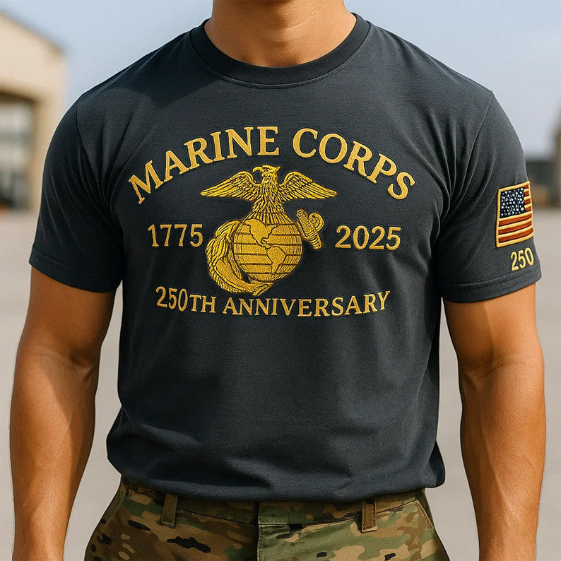 250th Anniversary Marine Corps Shirt Proud USMC T-Shirt Patriotic Gifts - Liberish