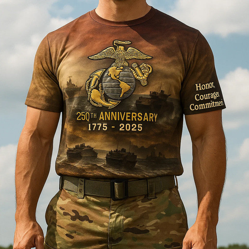 250th Anniversary Marine Corps Shirt Proud USMC Vintage T-Shirt Father Gifts - Liberish