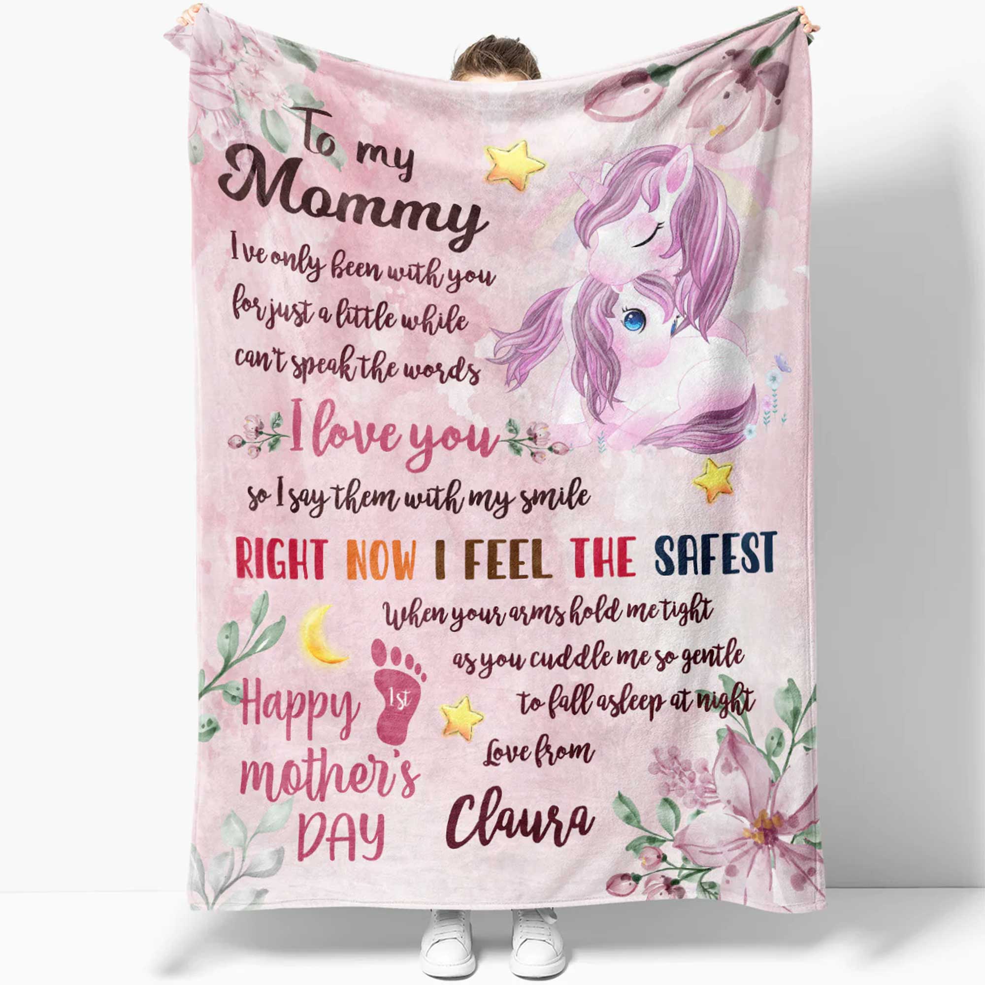 Gift For Mom 1st First Mother's Day Personalized Blanket - Unicorn, Custom Name, To My Mommy Blanket - Gift For Mother's Day, Presents For Mom