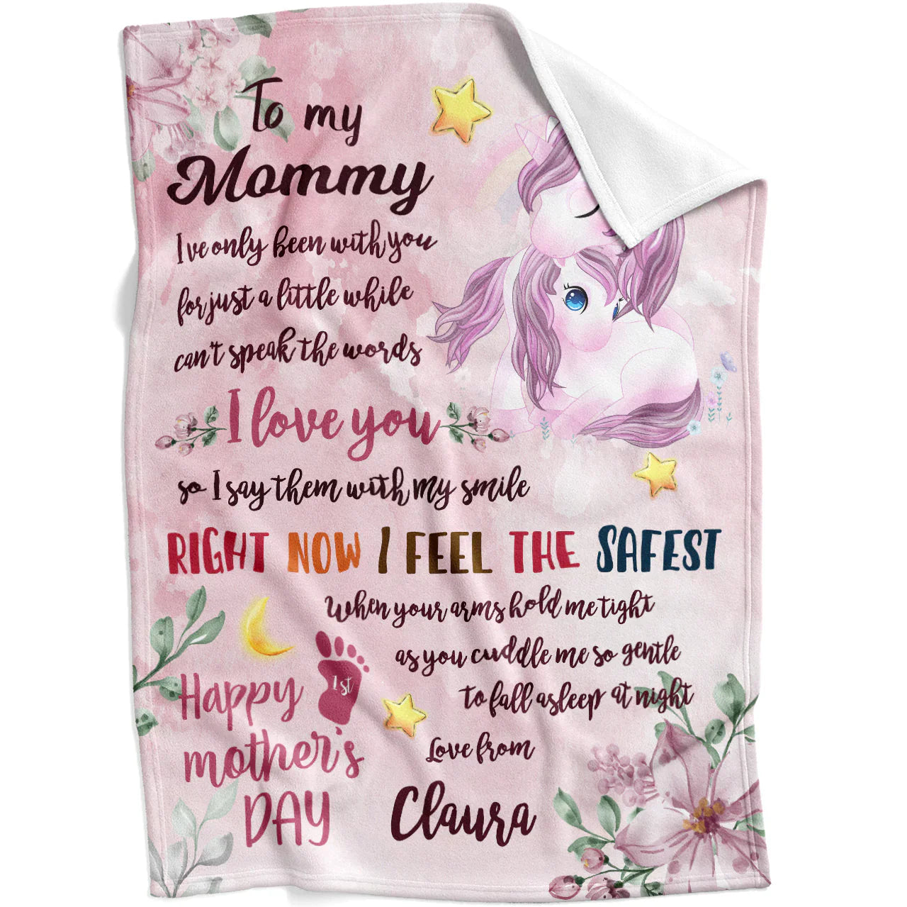 Gift For Mom 1st First Mother's Day Personalized Blanket - Unicorn, Custom Name, To My Mommy Blanket - Gift For Mother's Day, Presents For Mom