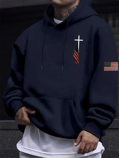 Freedom Flag Print Casual Hoodie Patriotic USA Pullover Sweatshirt for Men and Women Gift
