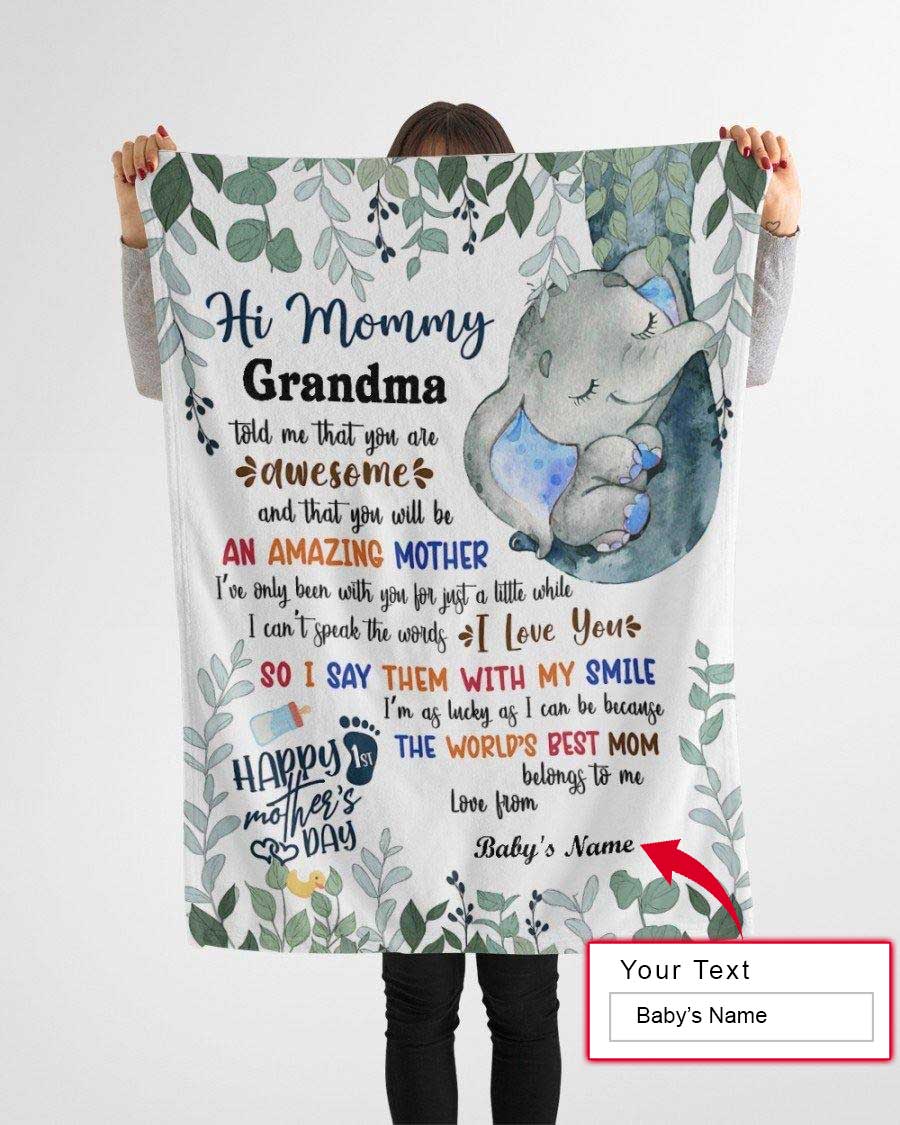 Gift For Mom 1st First Mother's Day Personalized Blanket - Elephant, Custom Name, To My Mommy Blanket - Gift For Mother's Day, Presents For Mom
