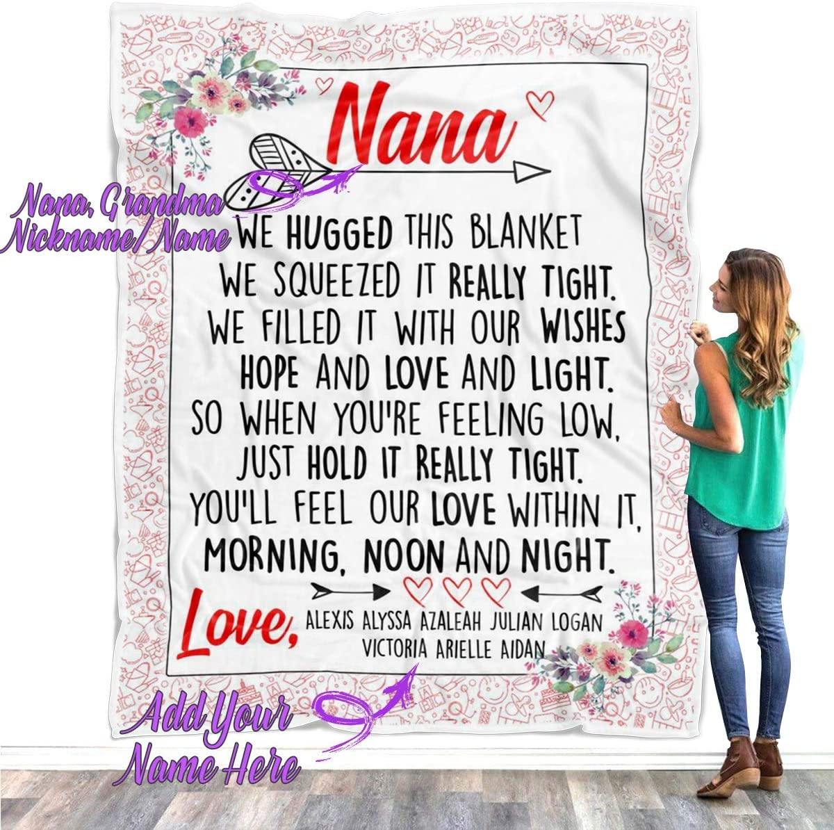 Gift For Mom Personalized Blanket - Custom Name Blanket - Gift For Mother's Day, Presents For Grandma Mimi Nana Gigi Gaga From Grandkids