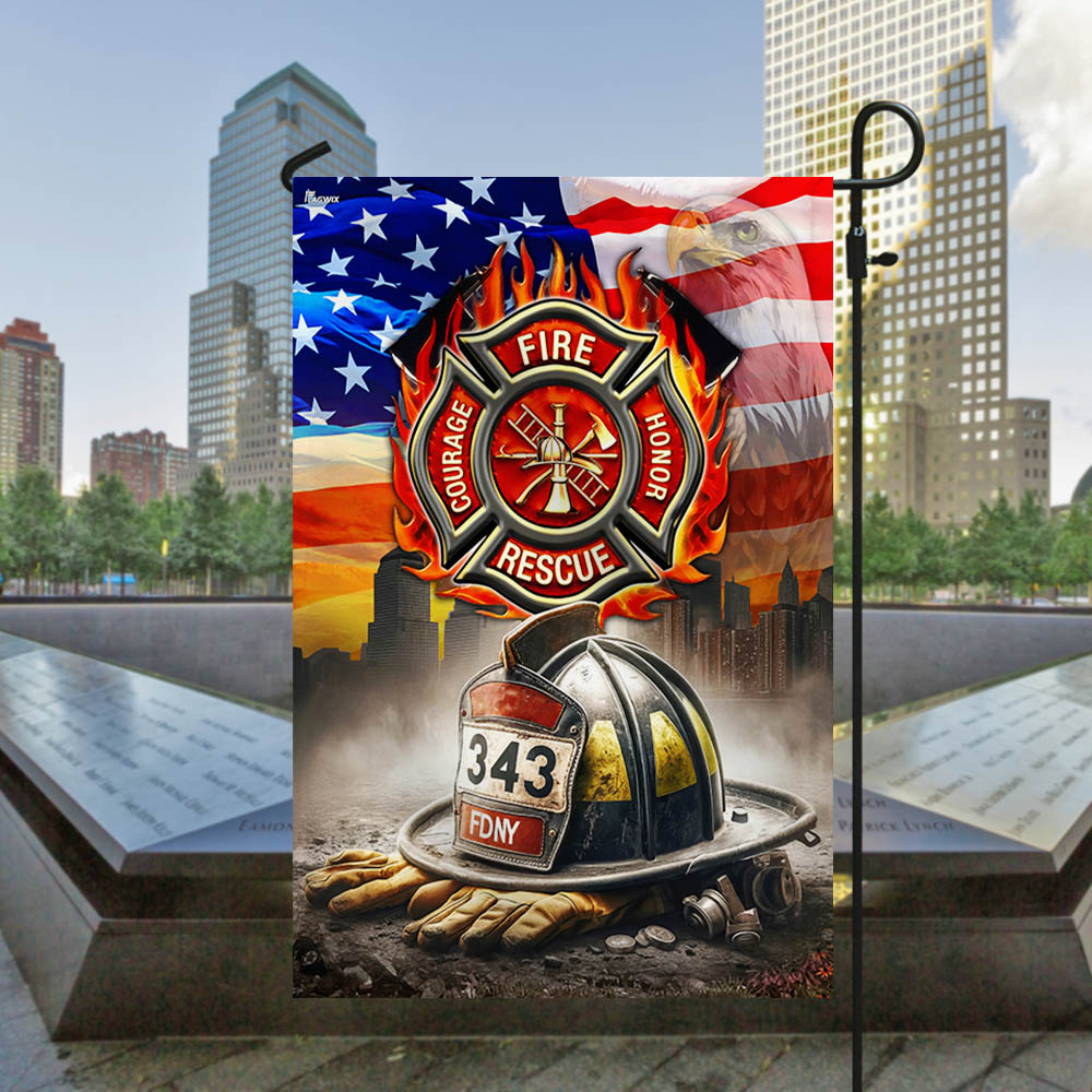 343 Firefighters Memorial Patriot Day 911 September 11 9 11 Never Forget Flag - Liberish