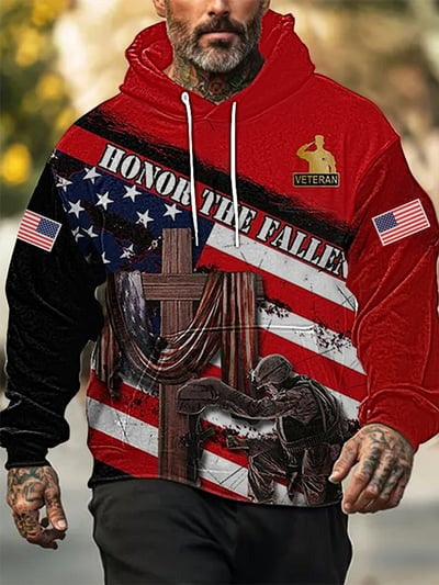 American Flag Veterans Day Hoodie Patriotic USA Military Pullover Sweatshirt for Men and Women Gift