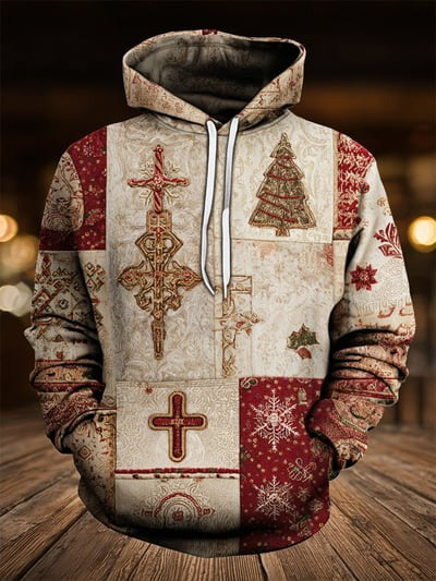 Vintage Faith Christmas Hoodie Christian Holiday Pullover Sweatshirt Festive Gift for Men Women