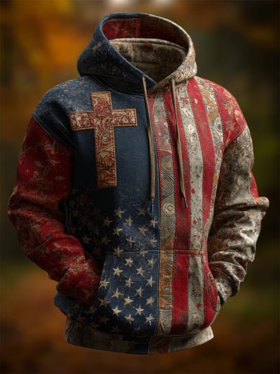 Christian Freedom Vintage Faith American Flag Camo Hoodie USA Patriotic Pullover Sweatshirt Gift