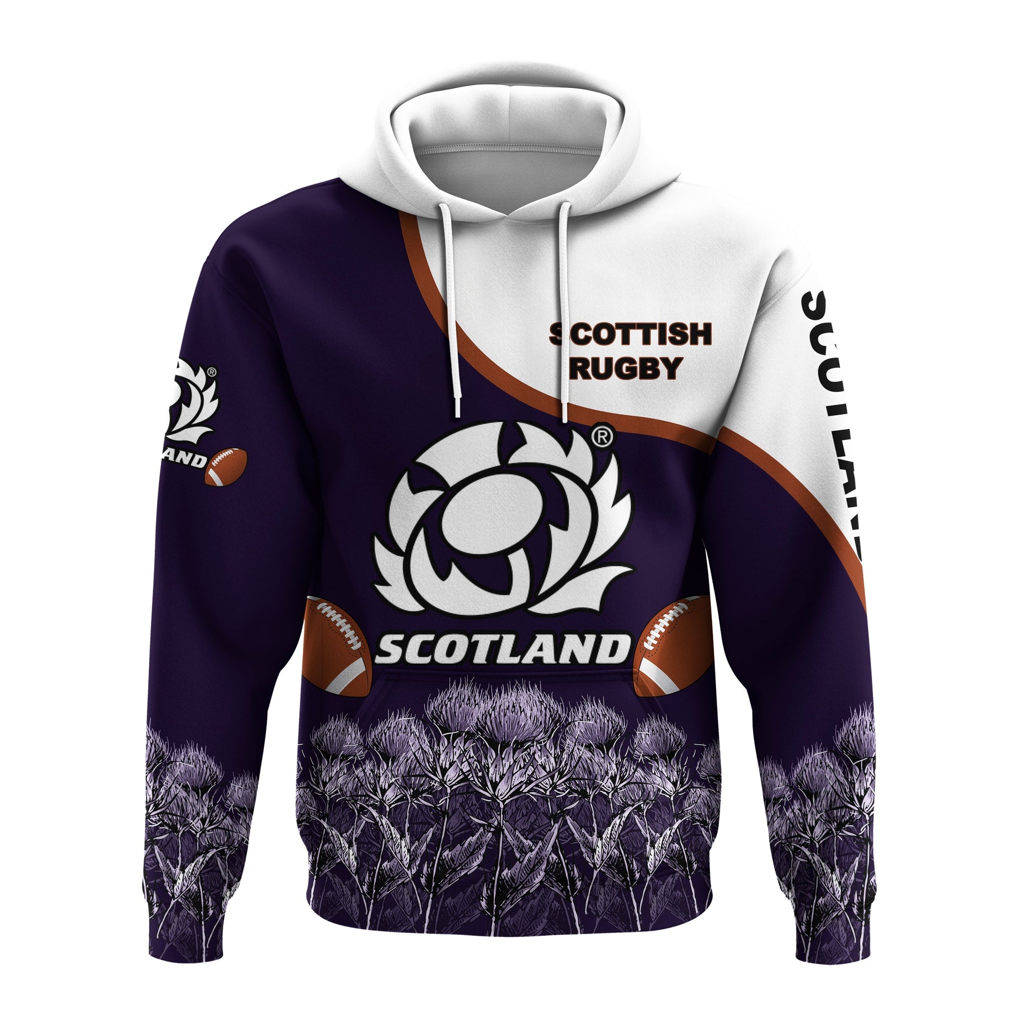 Scotland Rugby Union Hoodie Thistle Flower Purple Original LT20