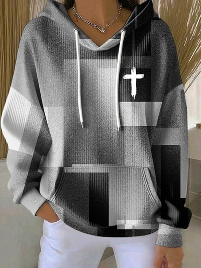 Faith Hoodie Casual Retro Contrast Color Block Christian Apparel Pullover Sweatshirt Gift for Men Women