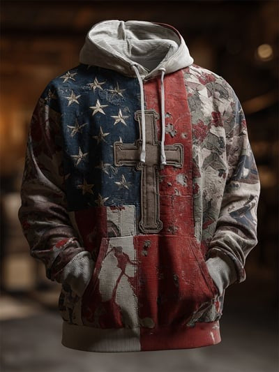 Vintage Faith American Flag Camo Hoodie Christian Patriotic USA Faith Apparel Sweatshirt Gift