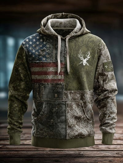 USA Flag Patriotic Vintage Faith Camo Hoodie American Christian Freedom Pullover Sweatshirt Gift