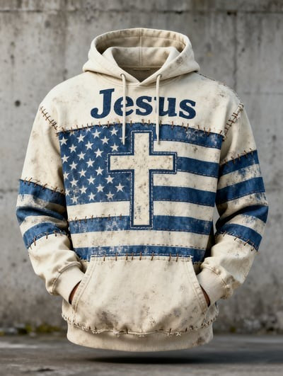 Patriotic Vintage Faith American Flag Hoodie Christian USA Pullover Sweatshirt Gift Clothing for Men and Women