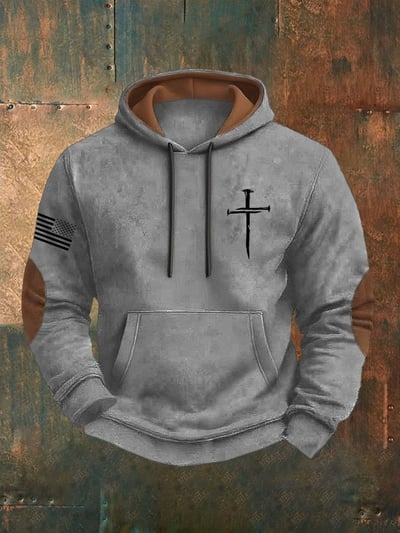 Christian Faith Cross Printed Casual Hoodie Religious Pullover Sweatshirt Gift for Men Women Freedom USA