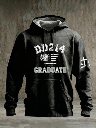 DD-214 Veteran's Faith Print Hoodie American Flag Patriotic Pullover Sweatshirt for Veterans Men Women Gift