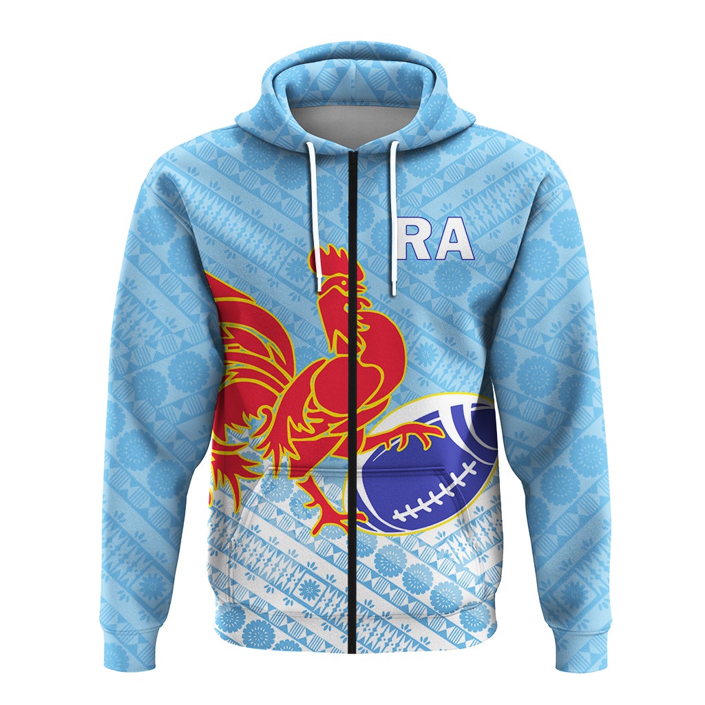 Ra Rugby Union Fiji Zip Hoodie Tapa Pattern LT12