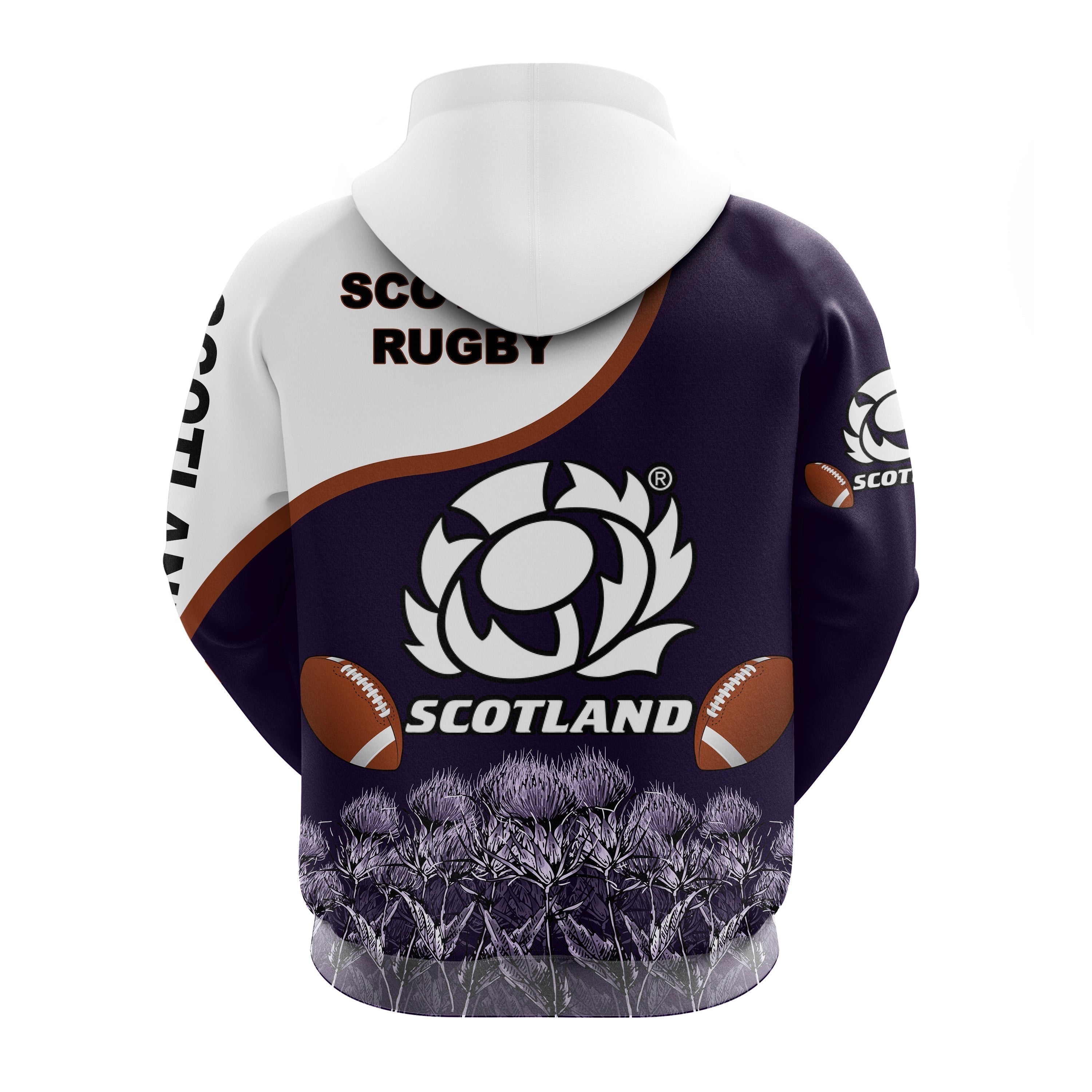 Scotland Rugby Union Hoodie Thistle Flower Purple Original LT20