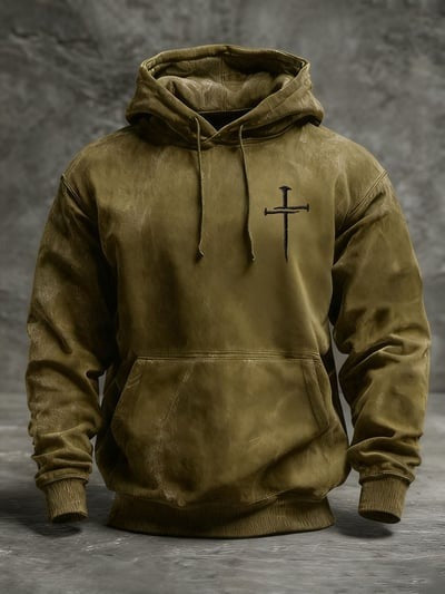 Christian Faith Cross Vintage Hoodie Patriotic USA Flag Pullover Sweatshirt Religious Apparel Gift for Men Women
