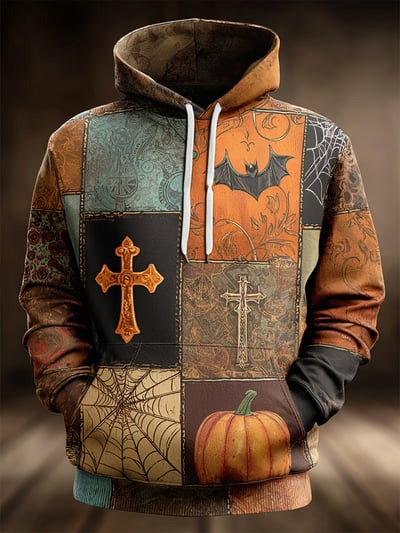 Halloween Hoodie Vintage Faith Christian Pumpkin Autumn Pullover Sweatshirt Gift for Men Women