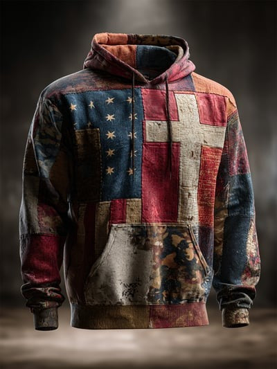 Vintage Faith American Flag Camo Hoodie USA Patriotic Christian Freedom Sweatshirt Clothing Gift
