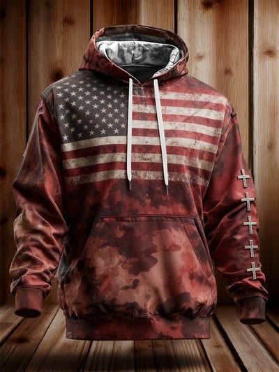 Vintage Faith Patriot American Flag Camo Hoodie USA Christian Patriotic Freedom Pullover Sweatshirt Gift Idea