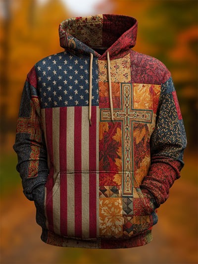 Patriotic Vintage Faith American Flag Camo Hoodie USA Christian Apparel Pullover Sweatshirt Freedom Gift