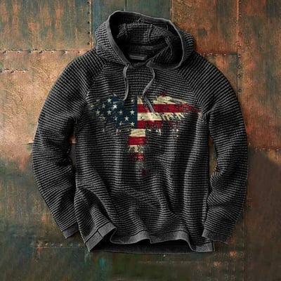 American Freedom Vintage Faith Flag Hoodie Patriotic USA Christian Pullover Sweatshirt Gift