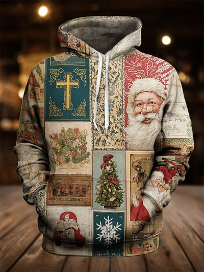 Vintage Faith Christmas Hoodie Merry Christian Holiday Pullover Sweatshirt for Men and Women Gift