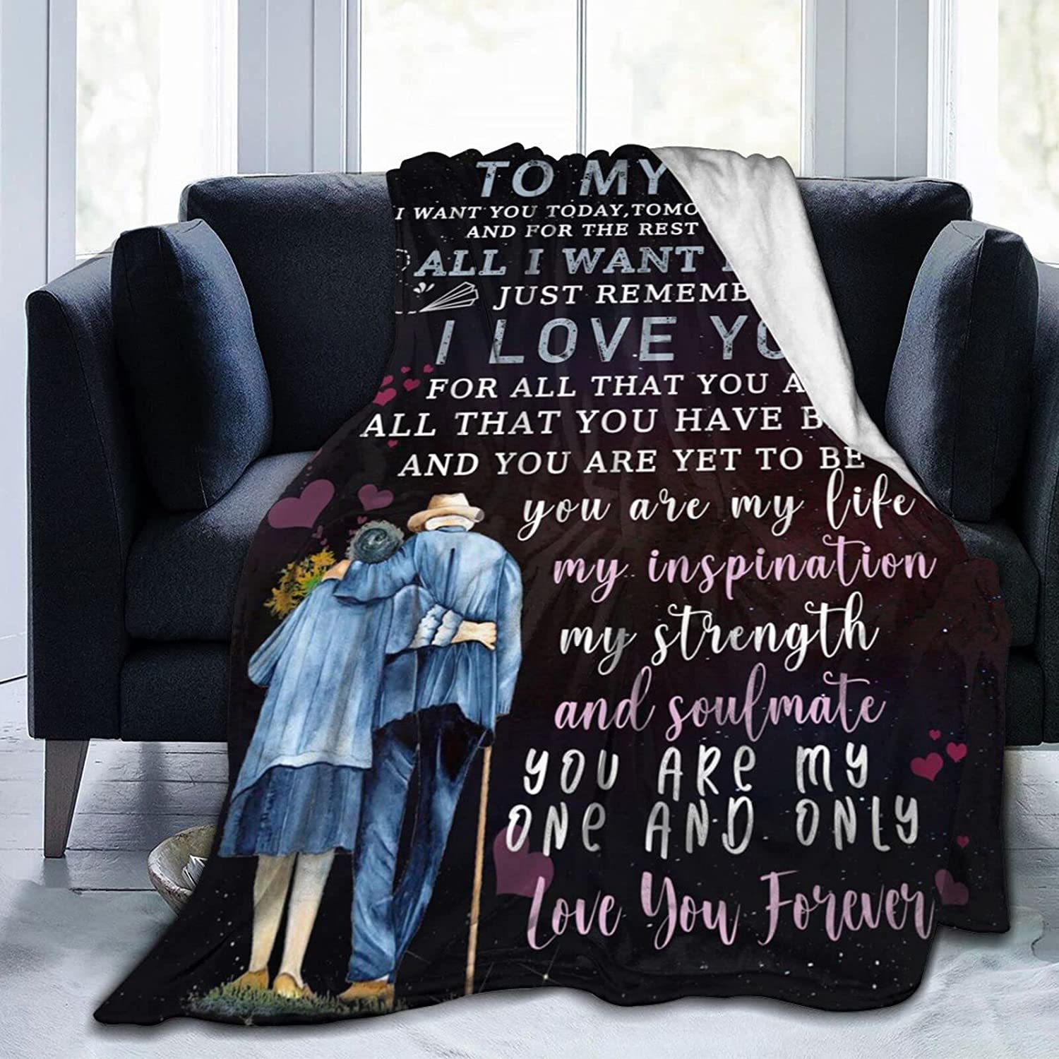 Gifts For Her Wife Blankets, Gift From Husband Blanket For Valentine's Day Christmas Wedding Anniversary Birthday Day - To My Wife All I Want Is You