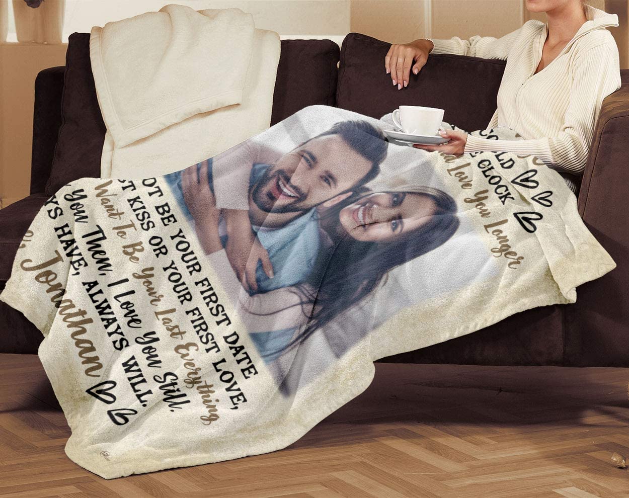Valentine's Day Blanket For Wife, To My Wife Throw Blanket From Husband With Custom Couple Photo Image Picture ,To My Wife Wedding Anniversary Personalized Blanket, Customized Fleece Sherpa Blanket