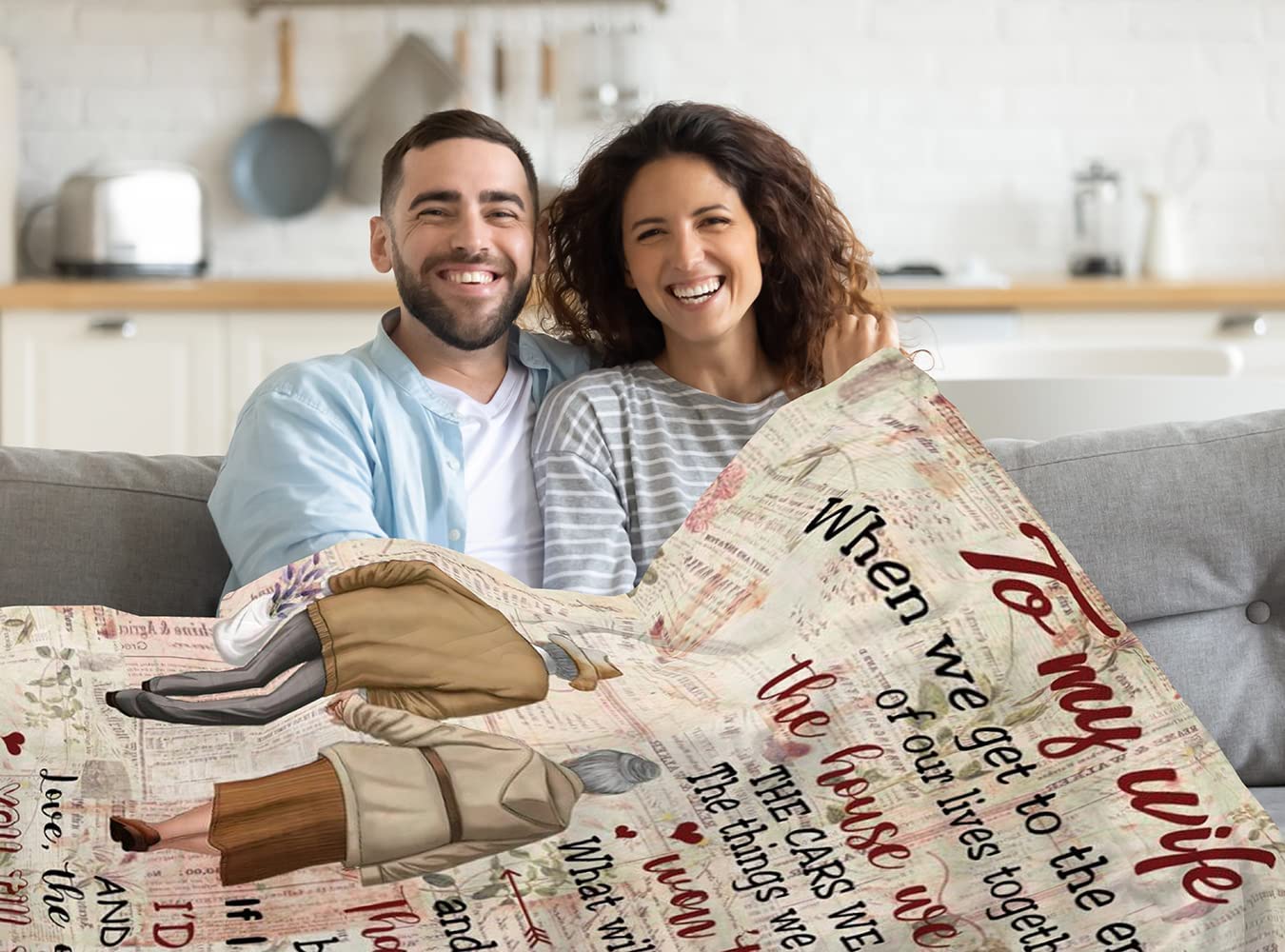 Gift For Wife Blanket - To My Wife, Old Couples Blanket - Romantic Gift For Wife From Husband, Birthday, Christmas, Valentines, Anniversary, Mother's Day Blanket