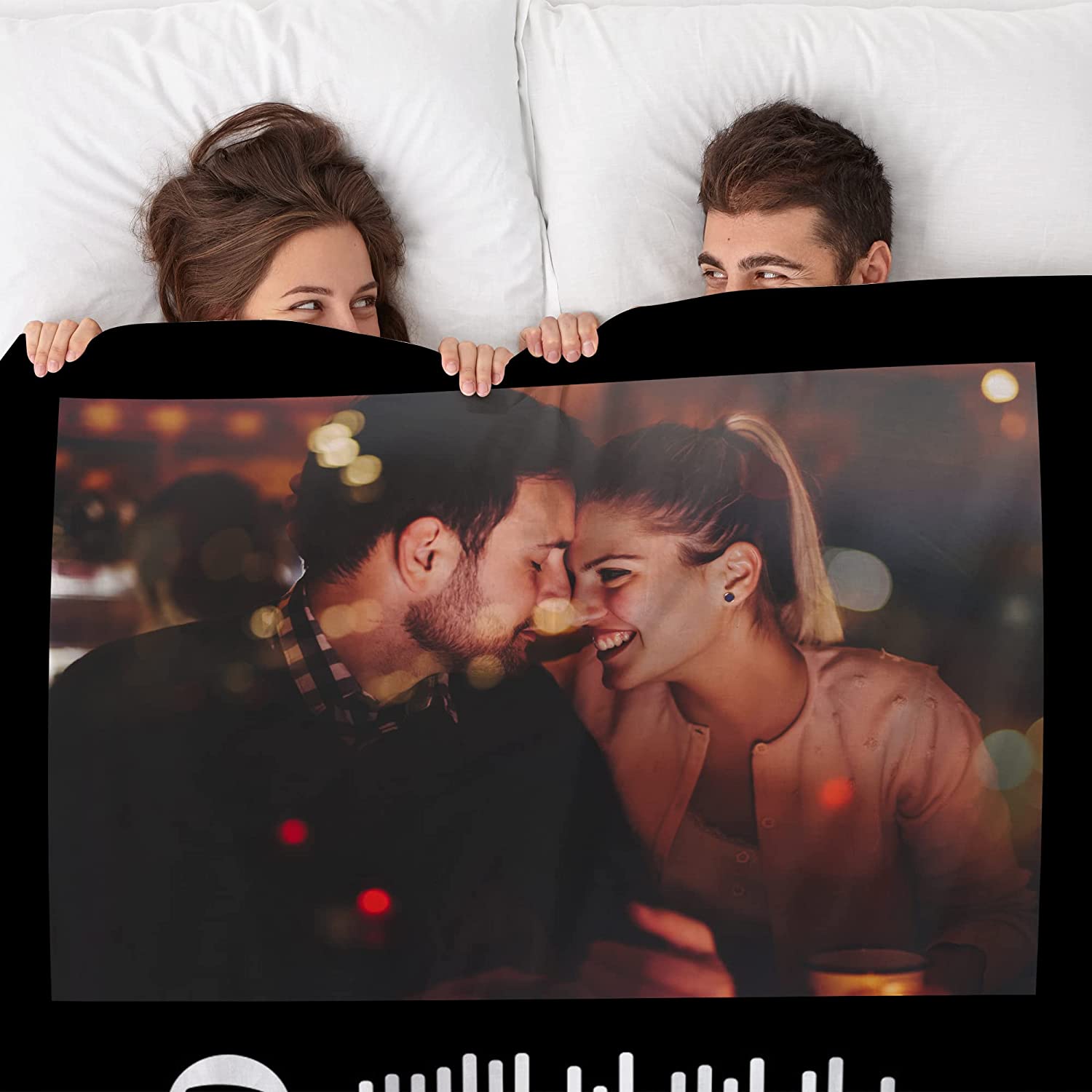 Personalized Couples Blanket, Custom Spotify Code Music Blanket, Valentine's Gifts for Her Blanket, Love Story Gift for Boyfriend, Girlfriend, Her, Him