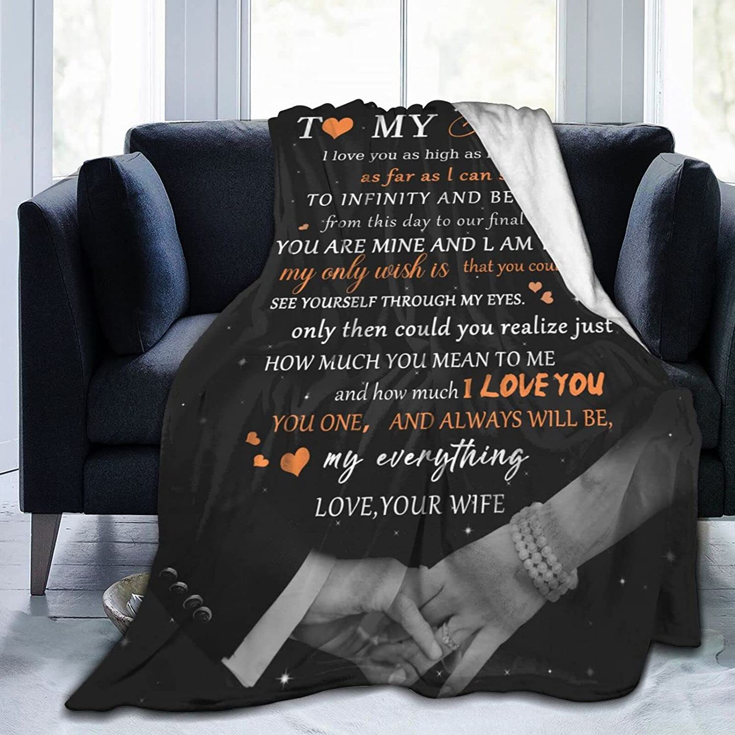 Gift For Husband Blanket - To My Husband, Couple Holding Hands Blanket - Romantic Gift For Husband From Wife, Birthday, Christmas, Valentines, Anniversary Blanket - My Everything Blanket