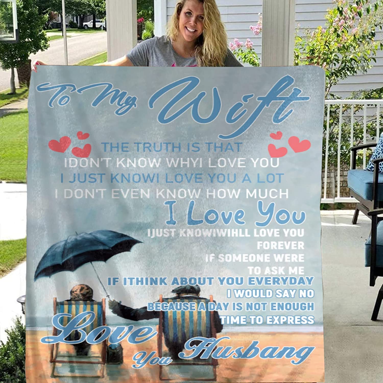 Gift For Wife Blanket - To My Wife, Old Couple Printed Blanket - Gift For Wife From Husband, Birthday, Christmas, Valentines, Anniversary Blanket