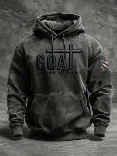 Vintage Hoodie Faith Cross Christian USA Patriotic Freedom Pullover Sweatshirt Gift for Men and Women