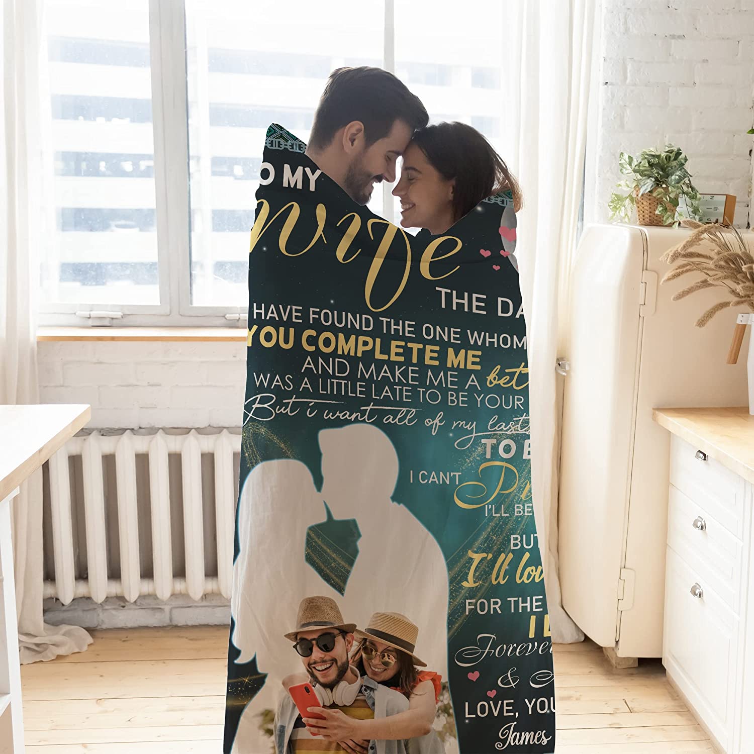 Valentine's Day Gift For Wife, To My Wife Throw Blanket From Husband, Customized Name And Photo Throw Blanket, Throw Blanket Gift For Anniversary