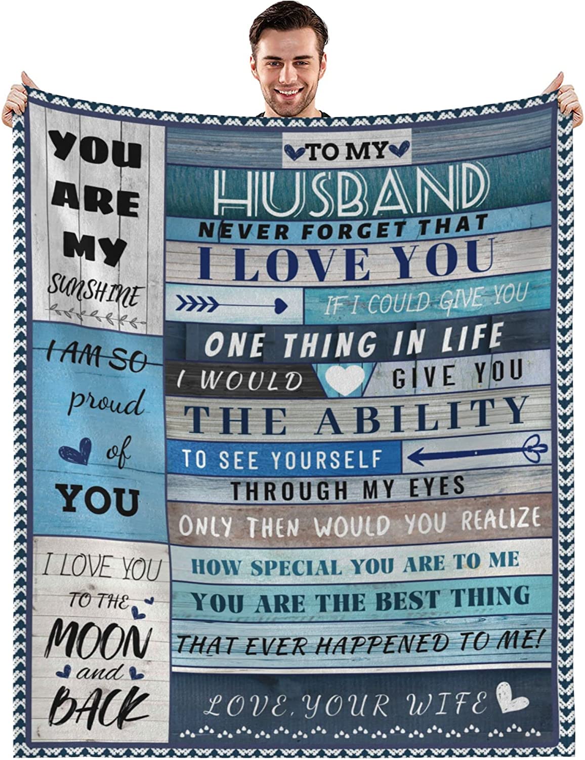 Gift For Husband, Couple Blanket, I Love You To The Moon And Back Blanket , You Are My Sunshine Blanket - Valentine, Christmas, Wedding, Anniversary Fleece Blanket