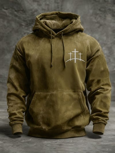 USA Flag Faith Cross Vintage Hoodie Christian Patriotic Pullover Sweatshirt for Men Women Religious Gift
