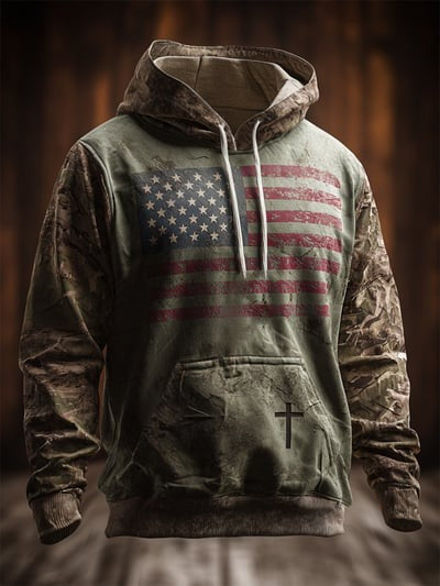 Vintage Faith Patriot American Flag Camo Hoodie Patriotic Freedom Christian USA Sweatshirt Clothing Gift