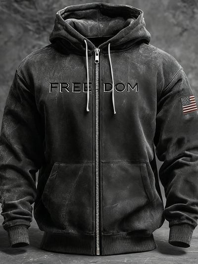 Freedom Hot Spot Print Long Sleeve Zip Up Hoodie Patriotic USA Flag Pullover Sweatshirt for Men and Women Gift