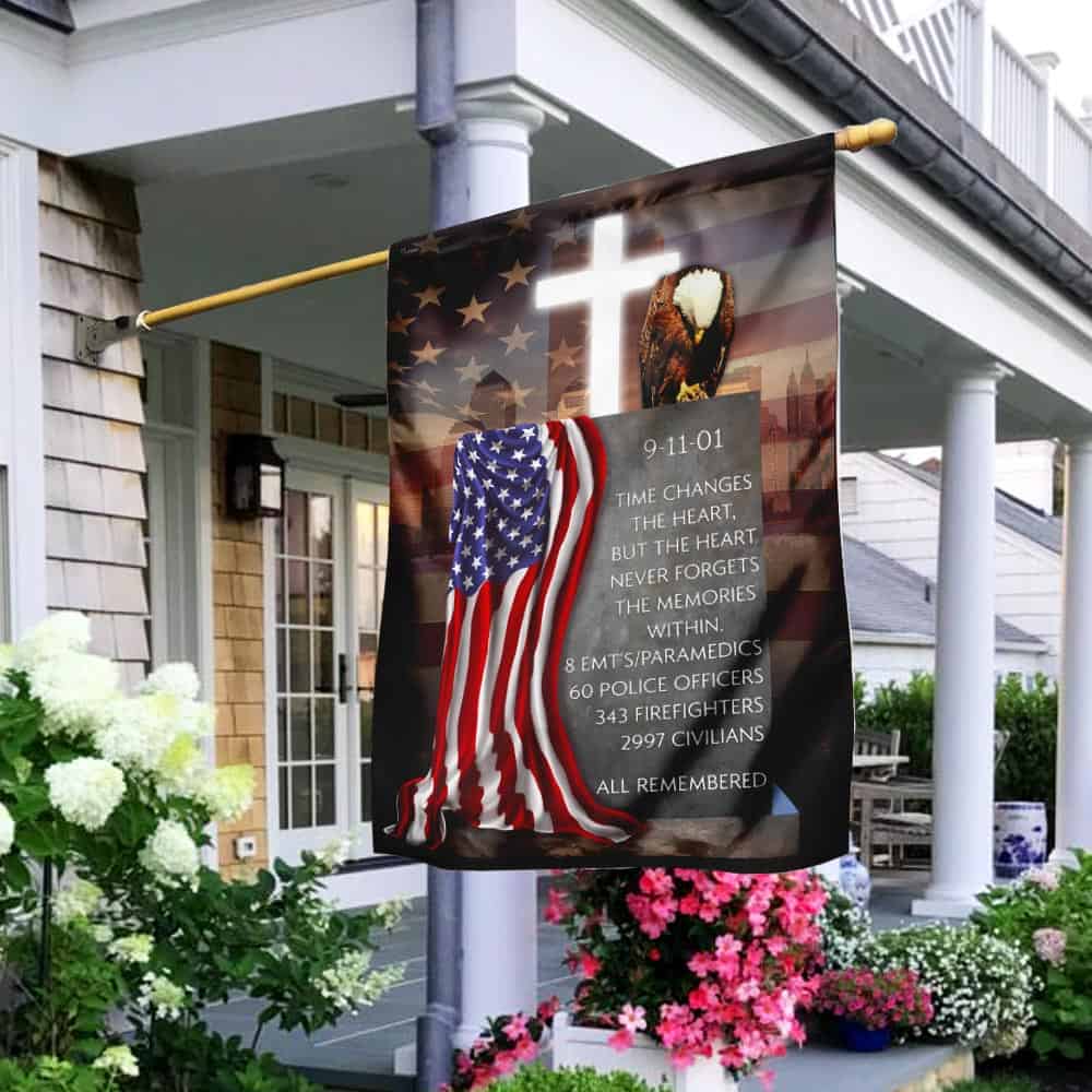 9 11 Memorial The Heart Never Forgets The Memories Within Patriot Day Flag - Liberish