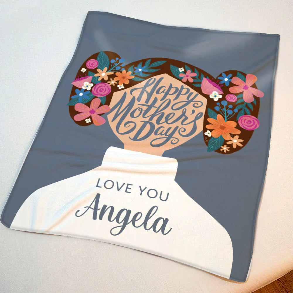 Gift For Mom Personalized Blanket - Flower Custom Name, Happy Mother's Day Blanket - Best Gift For Mother's Day Blanket, Presents For Mom