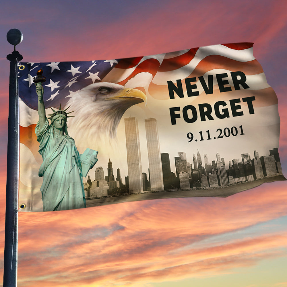 911 Flag Never Forget September 11 American Patriotic Grommet Flag - Liberish