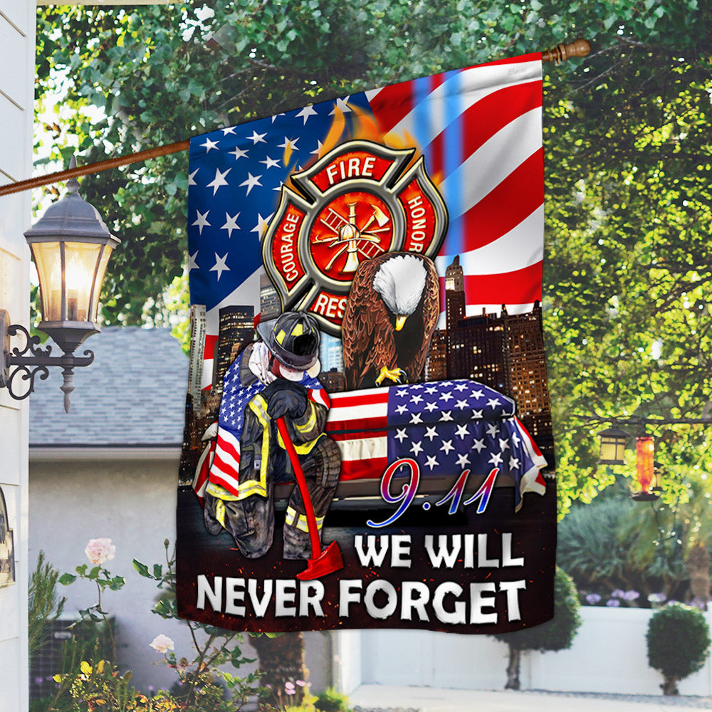 911 Flag We Will Never Forget Firefighter - Liberish