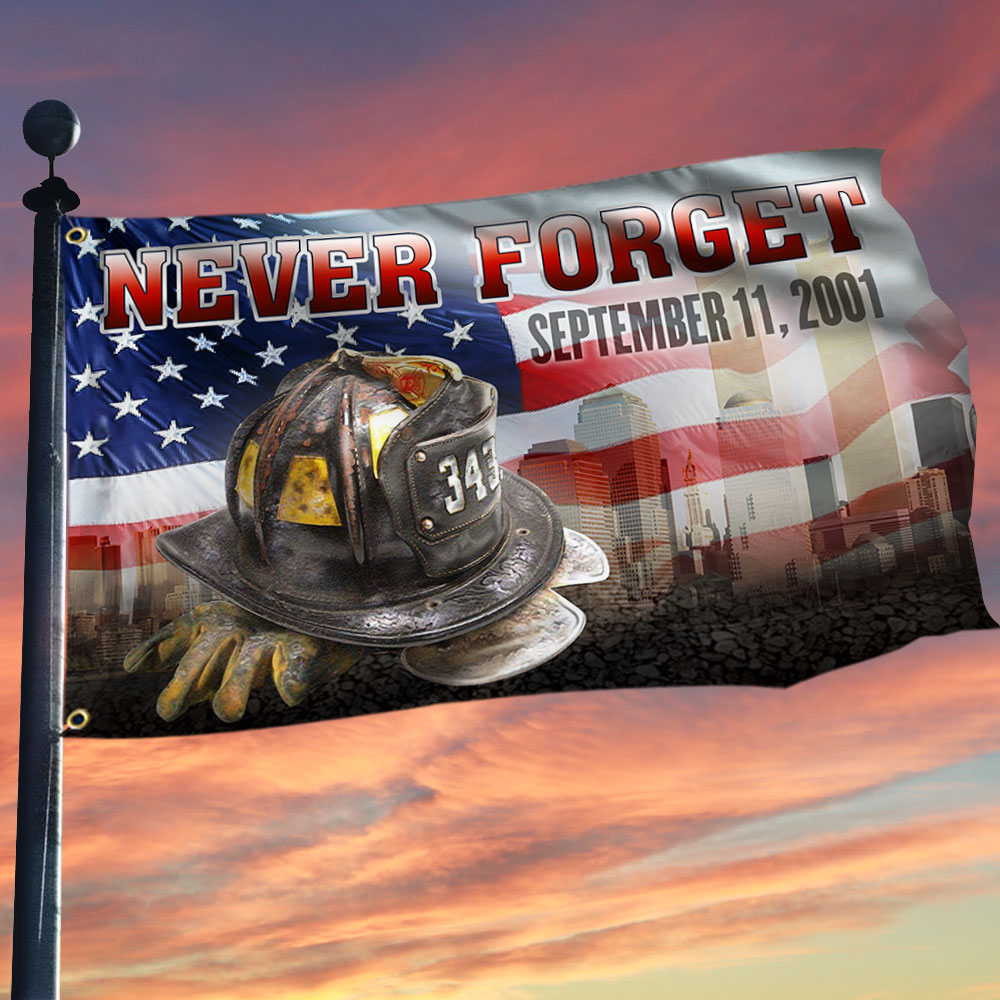911 Grommet Flag 343 Firefighter Never Forget - Liberish